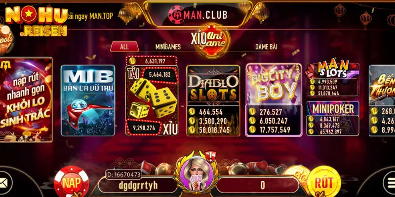 ManClub - Cổng Game Dành Cho Dân Chơi Chuyên Nghiệp 4 Giao diện game ấn tượng